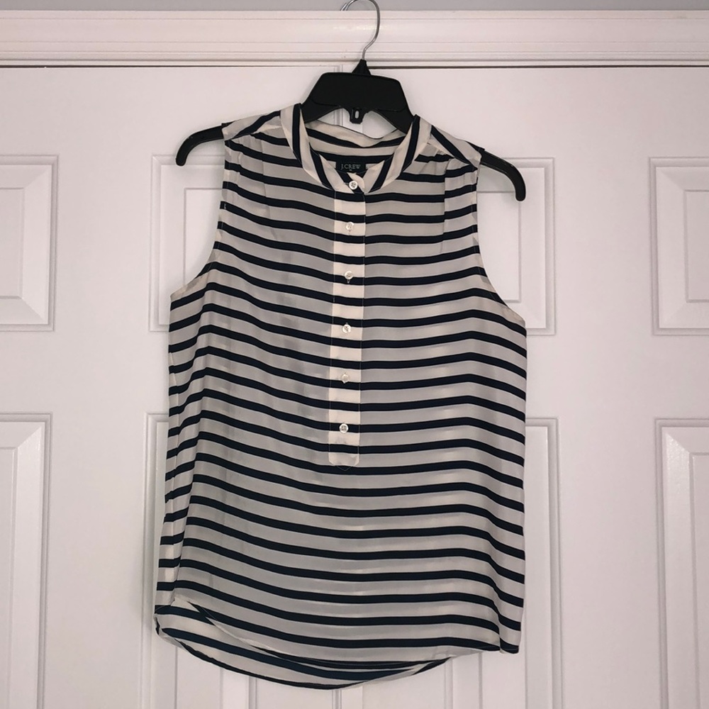 J Crew Navy/Ivory striped sleeveless shirt Sz. 6